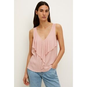 Mango Baby Pink Ruffle Front Sleeveless Textured Top - size XS